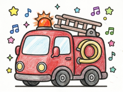 消防車ぬりえ