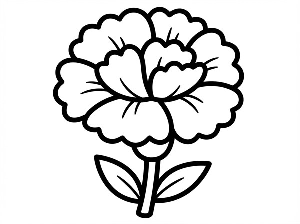 大きなカーネーション1輪の母の日ぬりえ