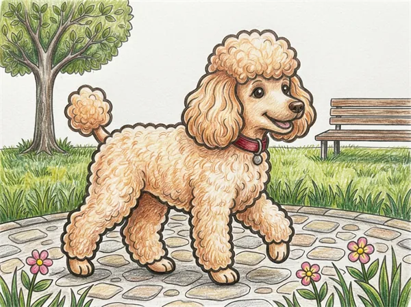 公園を散歩するトイ・プードルの色見本