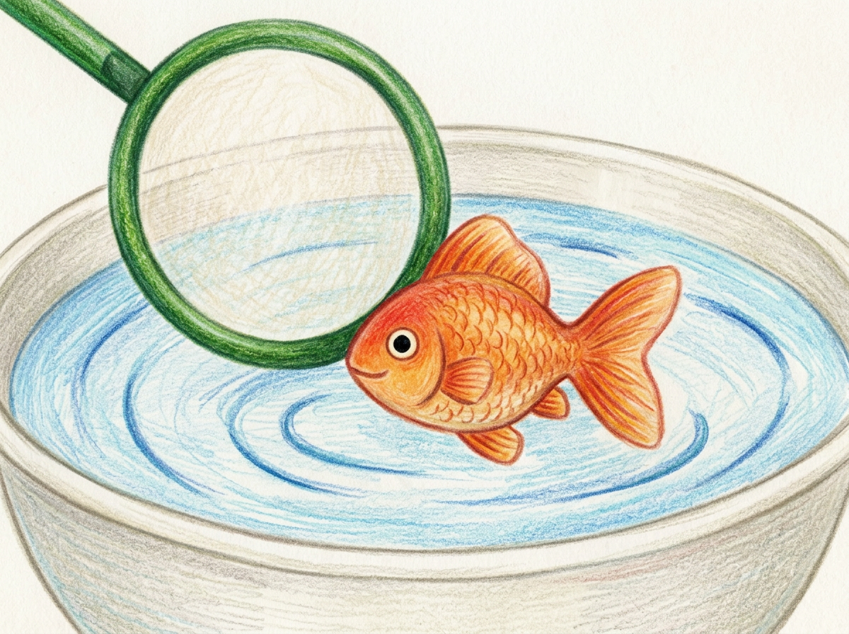 ポイで金魚をすくう様子が描かれた塗り絵